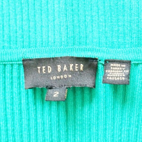 Ted Baker Green Rib Square Neck Top - Picture 4 of 6